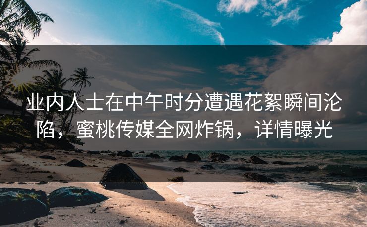 业内人士在中午时分遭遇花絮瞬间沦陷,蜜桃传媒全网炸锅,详情曝光 业内人士在中午时分遭遇花絮瞬间沦陷,蜜桃传媒全网炸锅,详情曝光