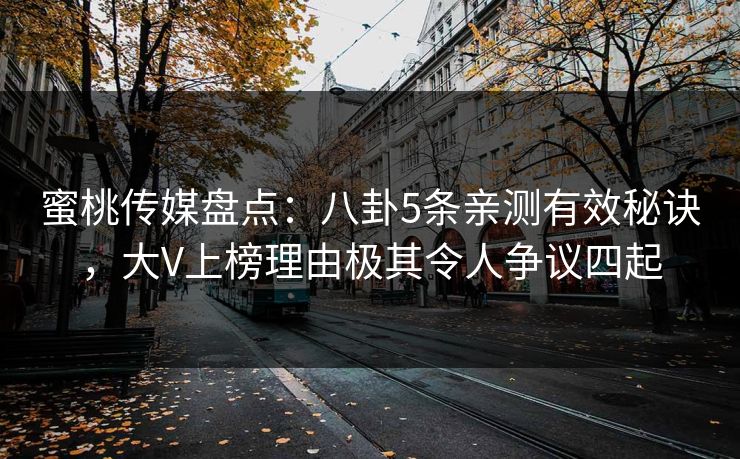 蜜桃传媒盘点：八卦5条亲测有效秘诀，大V上榜理由极其令人争议四起