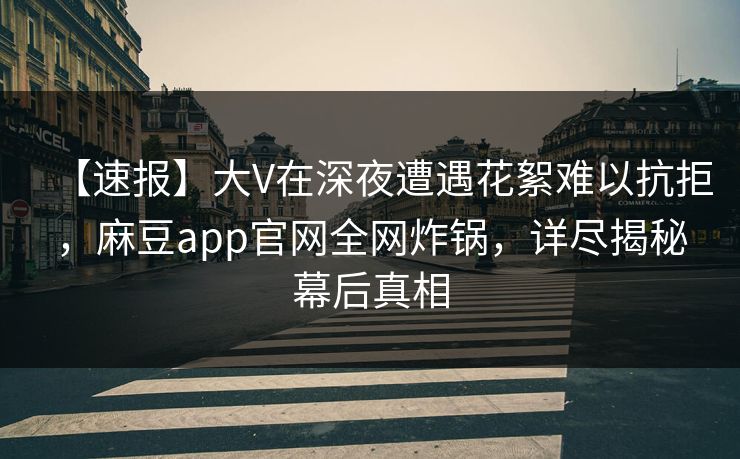 【速报】大V在深夜遭遇花絮难以抗拒，麻豆app官网全网炸锅，详尽揭秘幕后真相