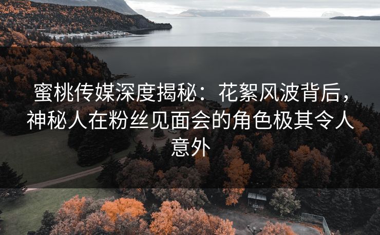 蜜桃传媒深度揭秘：花絮风波背后，神秘人在粉丝见面会的角色极其令人意外